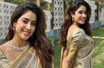 Janhvi Kapoor stuns in Gold Saree as she begins new year with Darshan at Tirupati